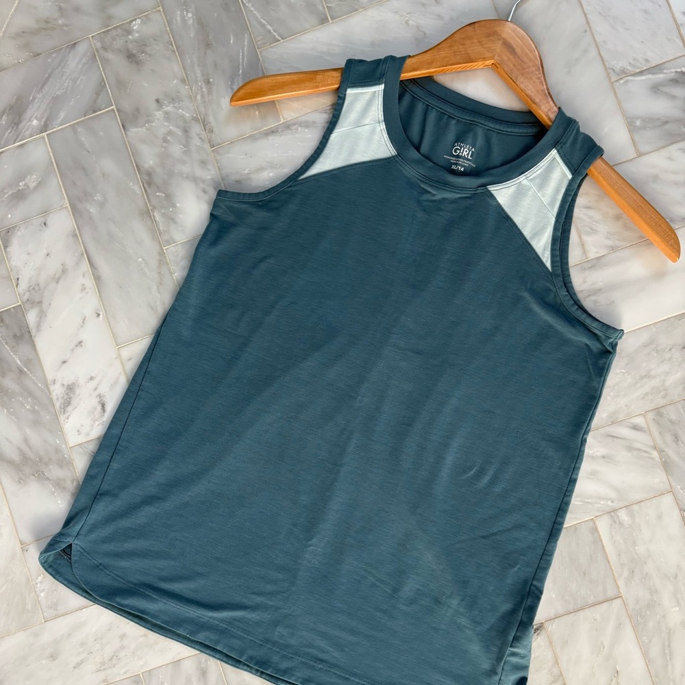 ATHLETA Girls Fitness Tank Top in Blueish Teal size XL